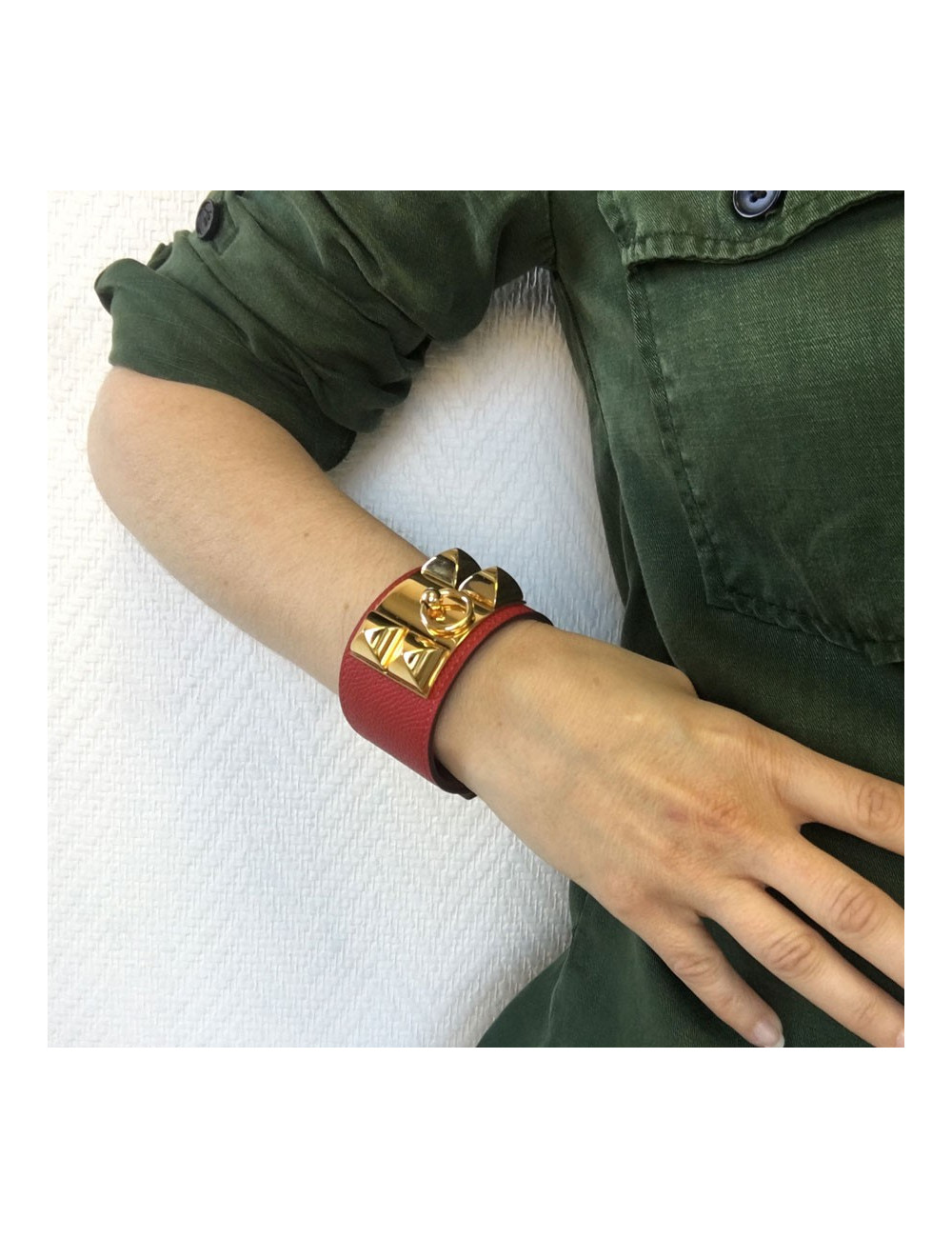 CDC Fido HERMES cuff red epsom leather