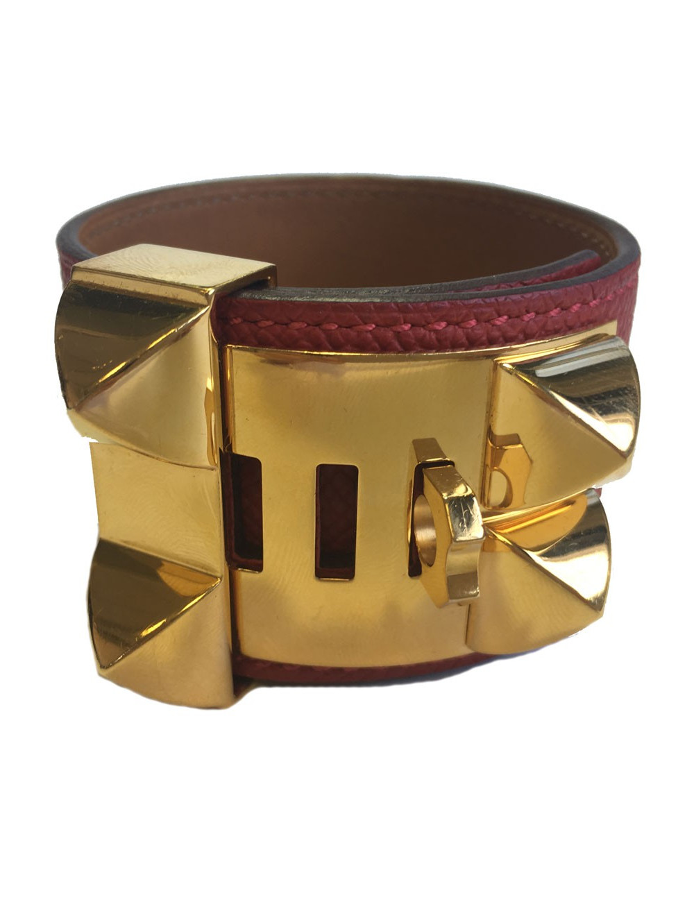 xxx Manchette CDC Médor HERMES en cuir epsom rouge