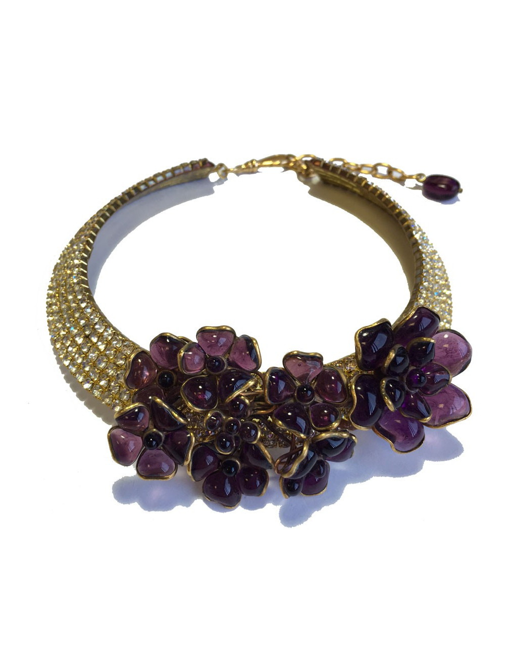 Collier ras de cou MARGUERITE de VALOIS fleurettes améthystes