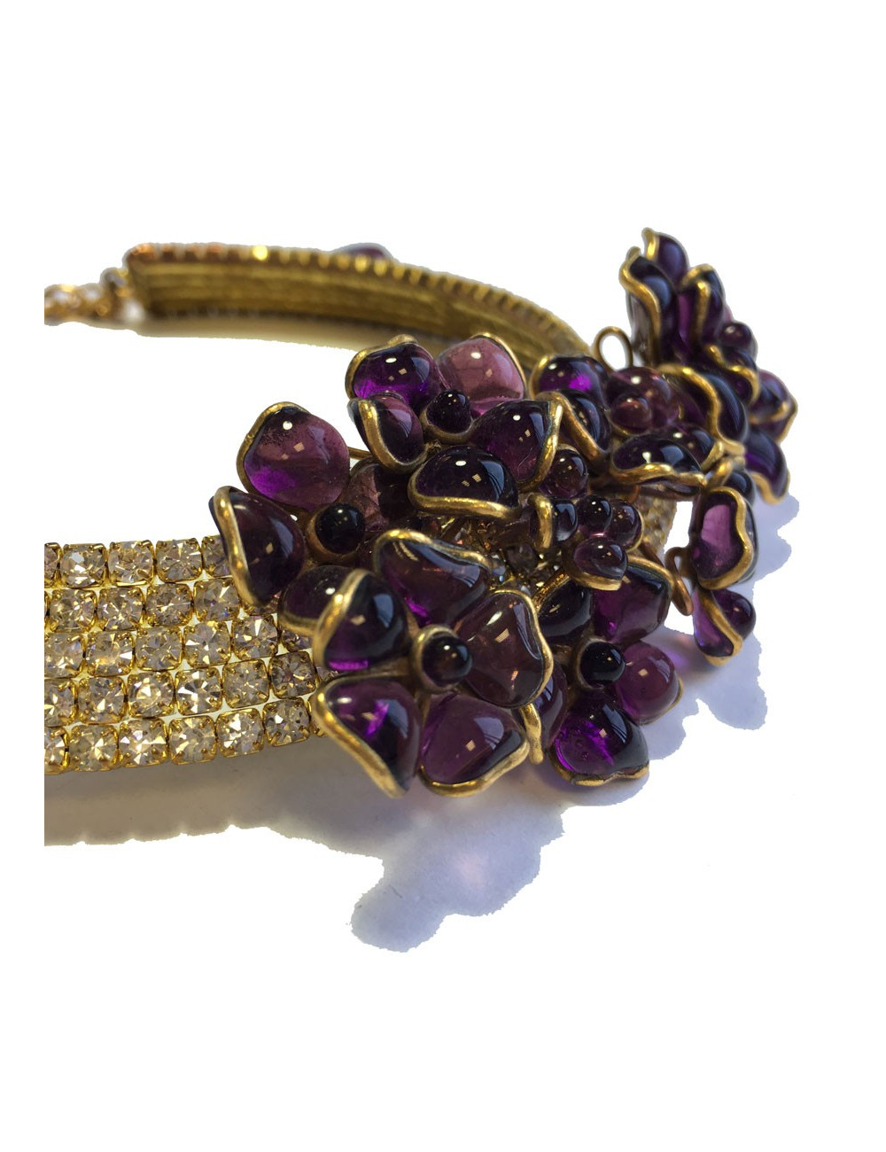 Collier ras de cou MARGUERITE de VALOIS fleurettes améthystes