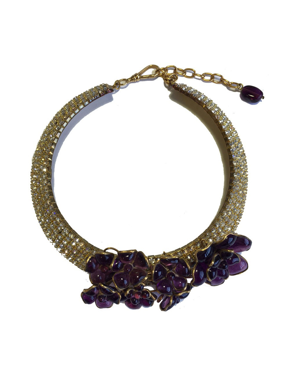 Collier ras de cou MARGUERITE de VALOIS fleurettes améthystes