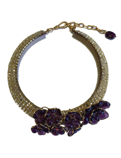 Collier ras de cou MARGUERITE de VALOIS fleurettes améthystes