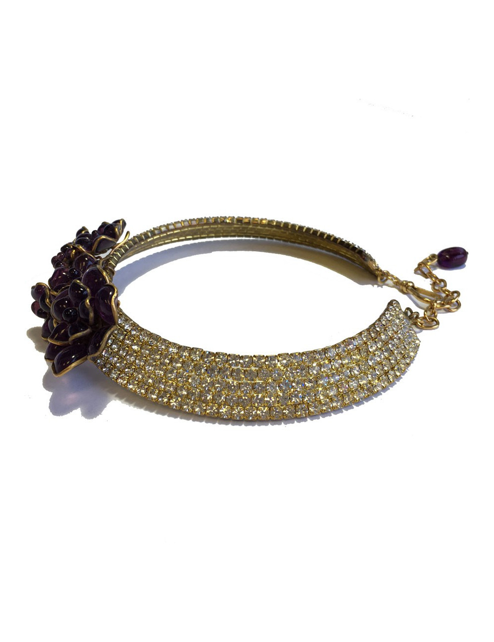 Collier ras de cou MARGUERITE de VALOIS fleurettes améthystes