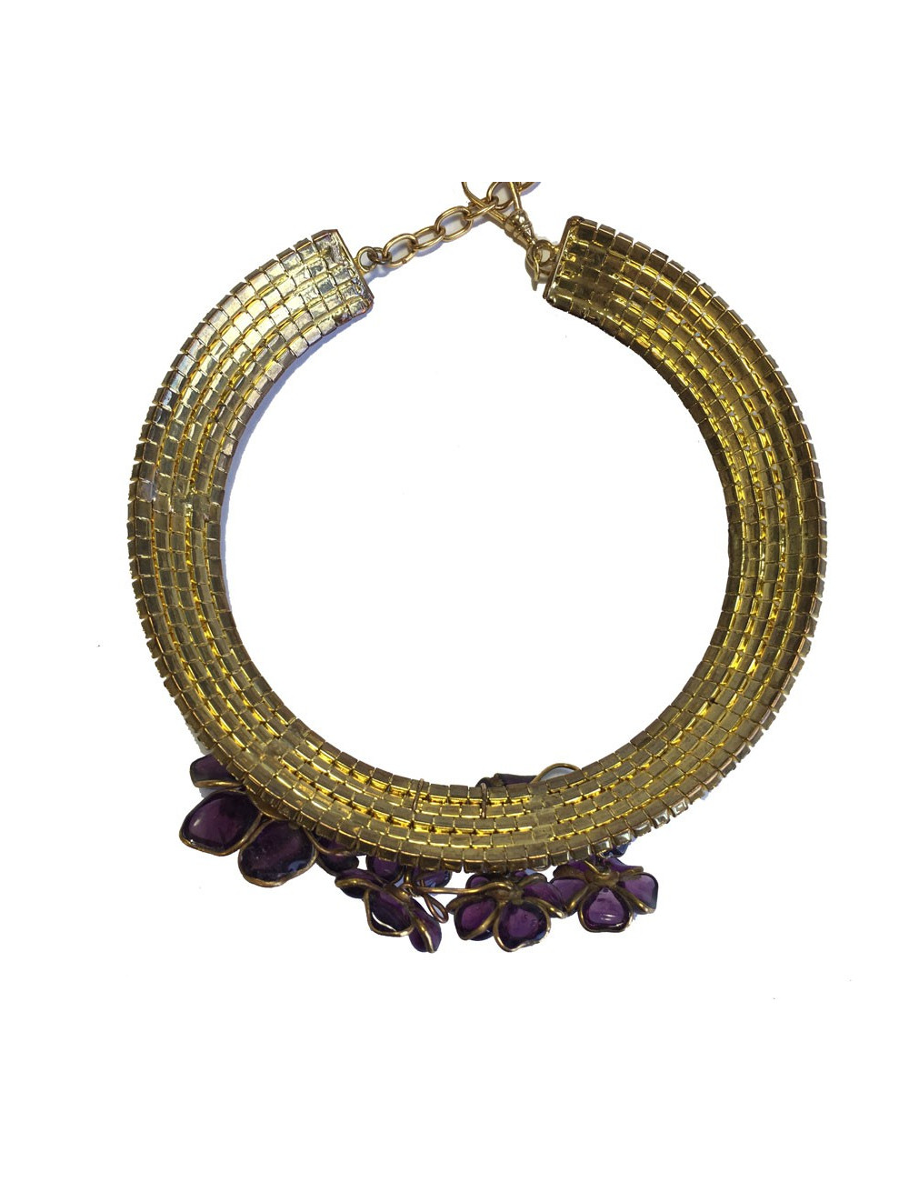 Collier ras de cou MARGUERITE de VALOIS fleurettes améthystes