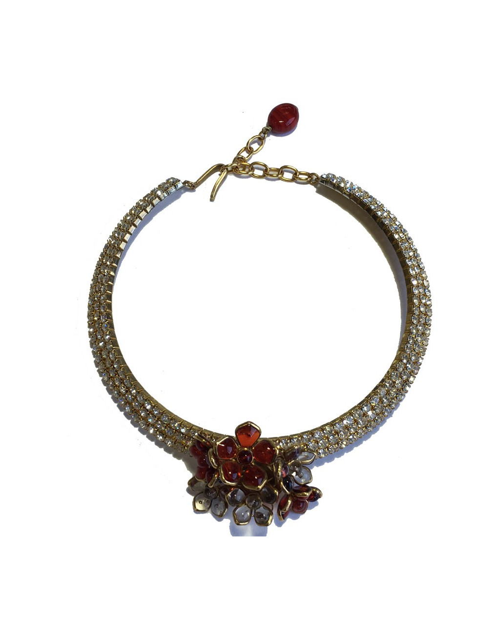 Collier ras de cou MARGUERITE de VALOIS fleurettes rubis