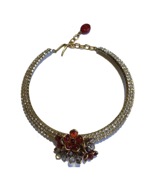 Collier ras de cou MARGUERITE de VALOIS fleurettes rubis