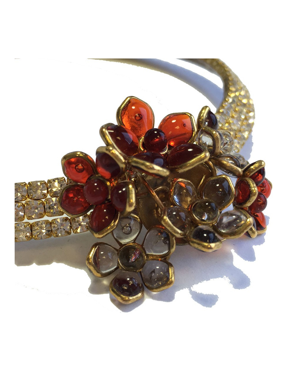 MARGUERITE de VALOIS ruby molten glass and rhinestones choker necklace