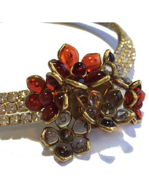 MARGUERITE de VALOIS ruby molten glass and rhinestones choker necklace
