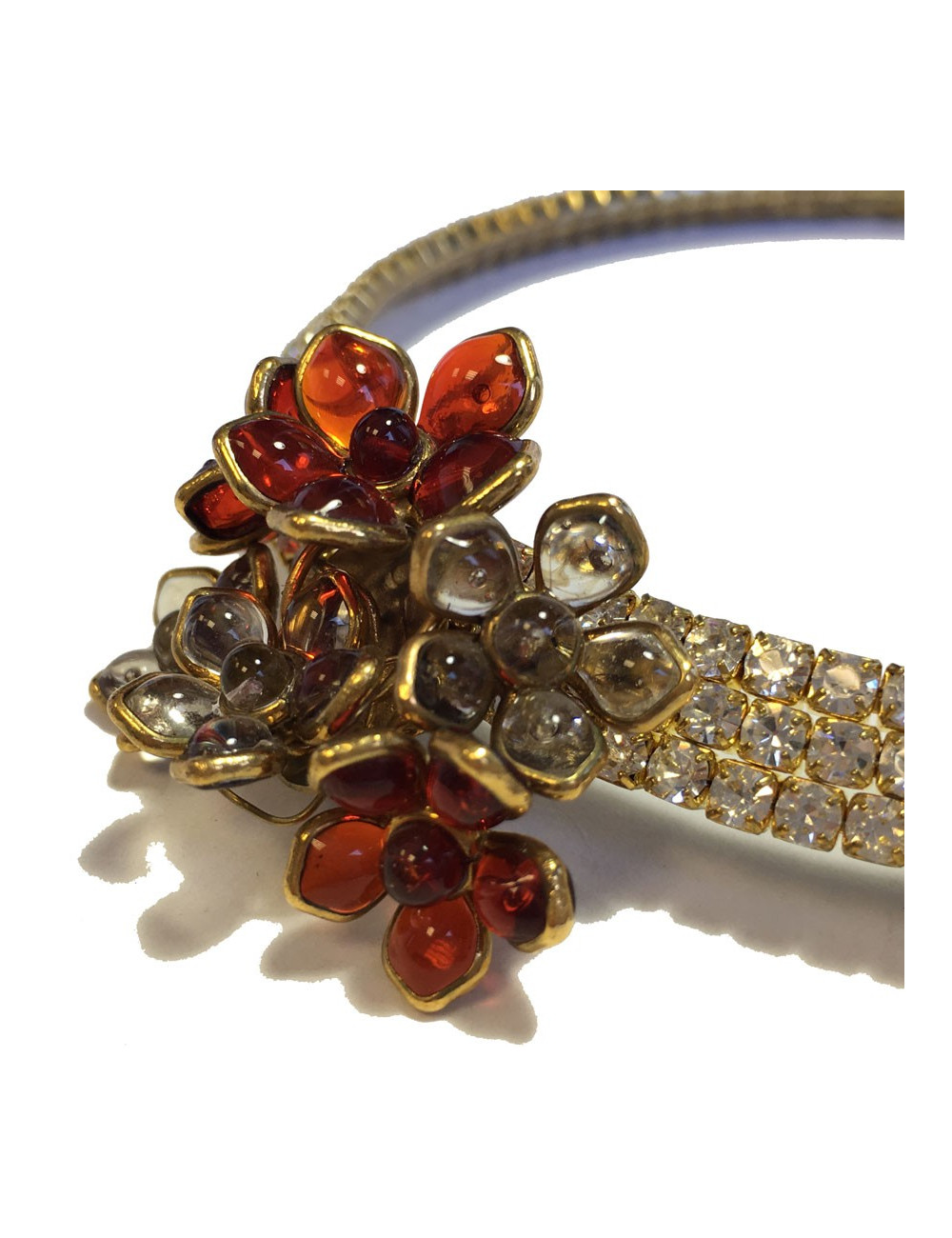 MARGUERITE de VALOIS ruby molten glass and rhinestones choker necklace