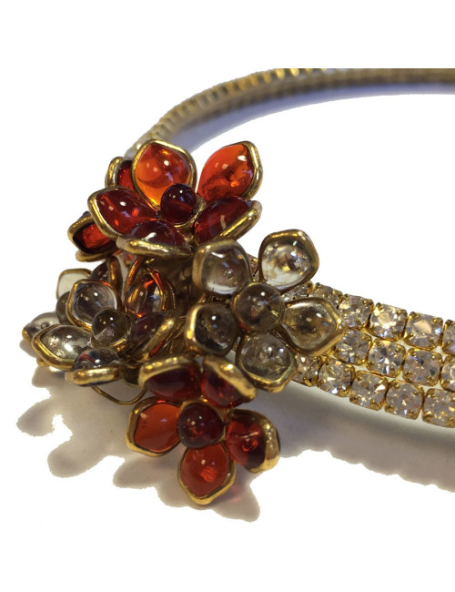 MARGUERITE de VALOIS ruby molten glass and rhinestones choker necklace