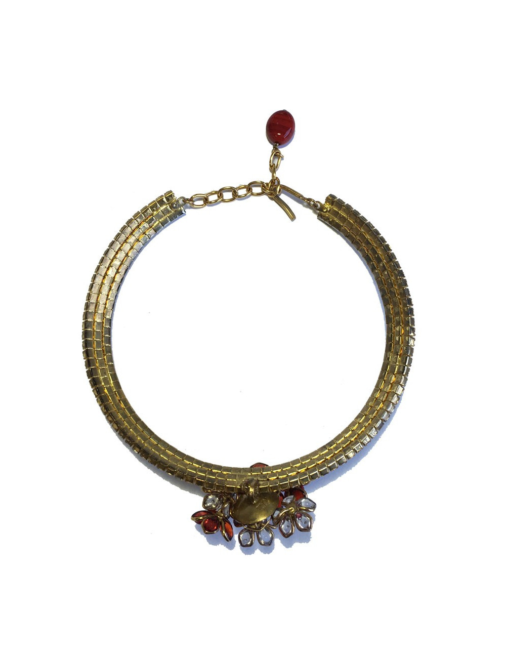 MARGUERITE de VALOIS ruby molten glass and rhinestones choker necklace
