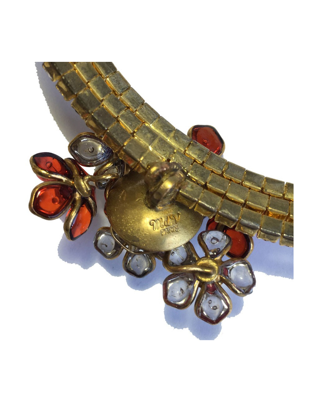 MARGUERITE de VALOIS ruby molten glass and rhinestones choker necklace