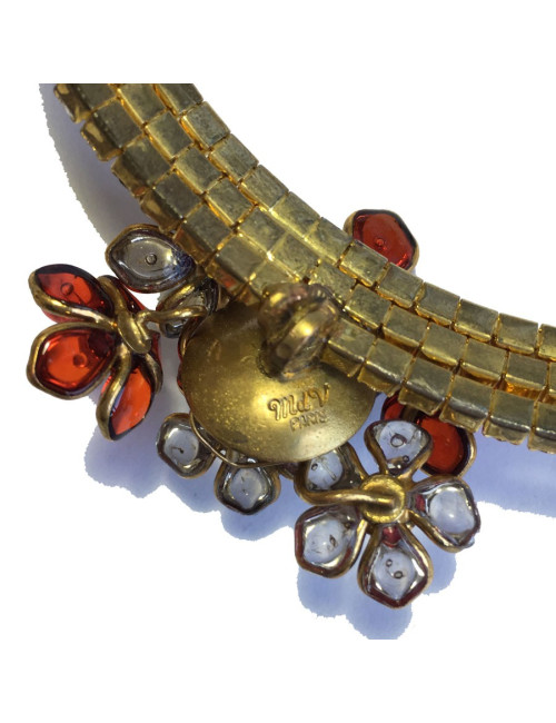 MARGUERITE de VALOIS ruby molten glass and rhinestones choker necklace