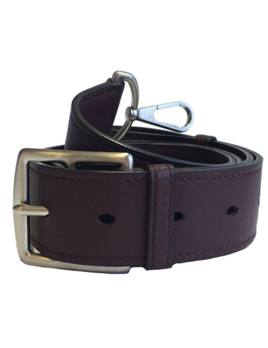 Ceinture HERMES T 90 en cuir swift bordeaux foncé fermoir mousqueton en  argent palladié