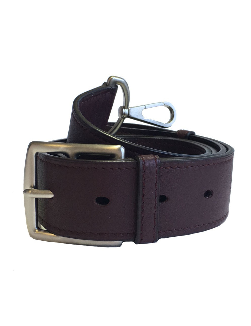Ceinture HERMES T 90 en cuir swift bordeaux foncé fermoir mousqueton en  argent palladié