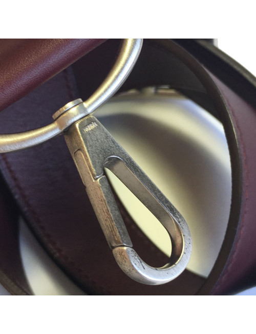 Ceinture HERMES T 90 en cuir swift bordeaux foncé fermoir mousqueton en  argent palladié
