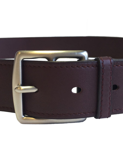 Ceinture HERMES T 90 en cuir swift bordeaux foncé fermoir mousqueton en  argent palladié