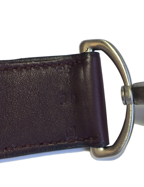 Ceinture HERMES T 90 en cuir swift bordeaux foncé fermoir mousqueton en  argent palladié