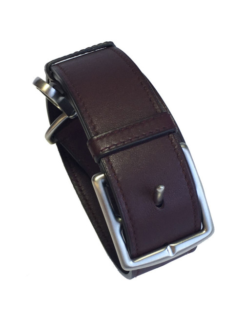 Ceinture HERMES T 90 en cuir swift bordeaux foncé fermoir mousqueton en  argent palladié