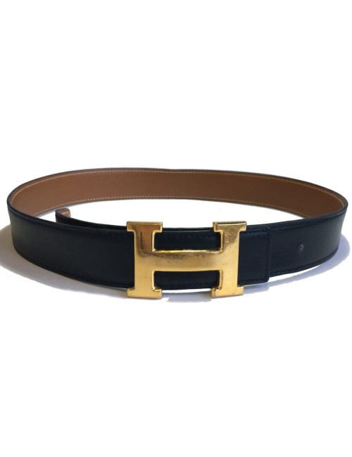 Ceinture H HERMES T70 cuir box et cuir courchevel bicolore