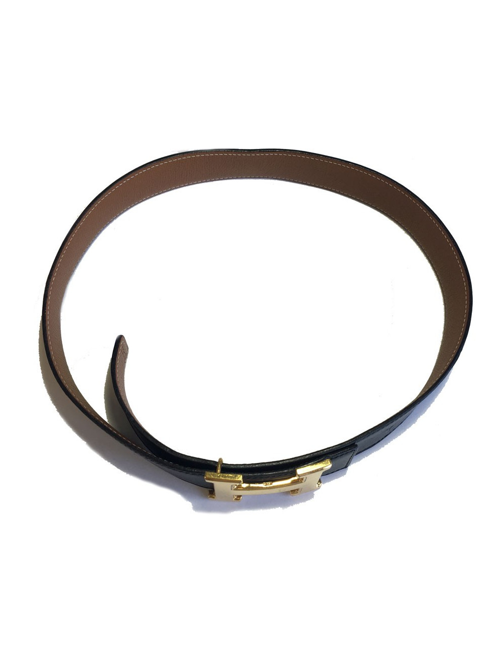 Ceinture H HERMES T70 cuir box et cuir courchevel bicolore