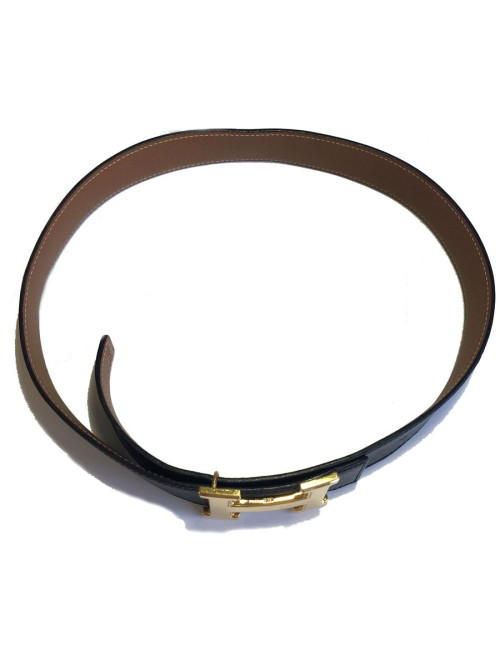 Ceinture H HERMES T70 cuir box et cuir courchevel bicolore