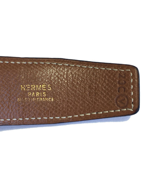 Ceinture H HERMES T70 cuir box et cuir courchevel bicolore