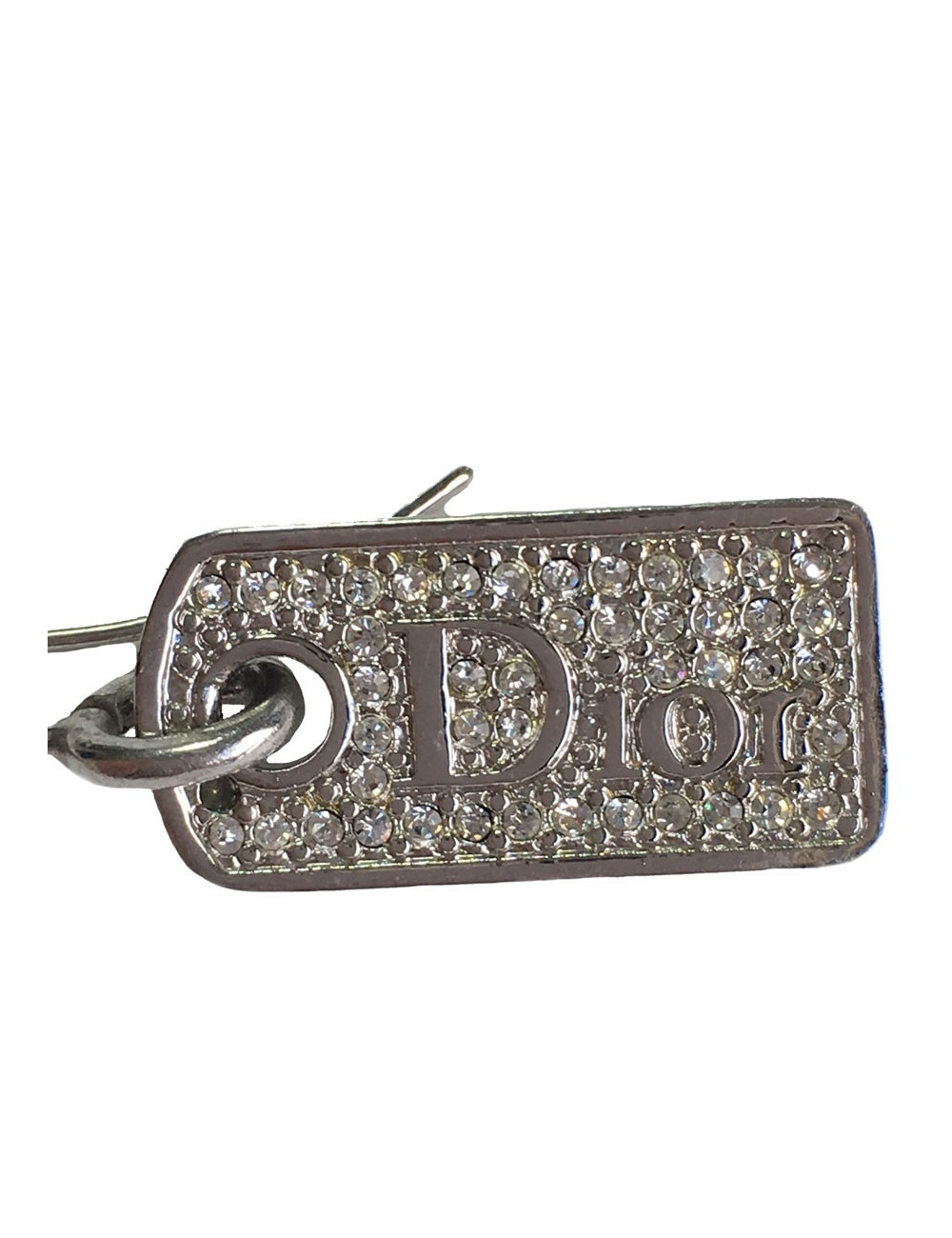 Nails DIOR silver metal and rhinestone earrings