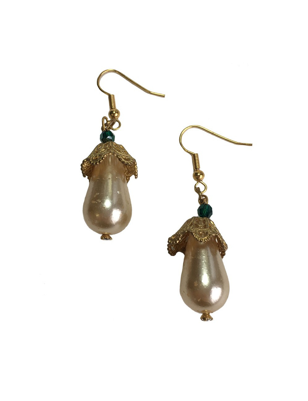 Boucles d'oreille clous MARGUERITE DE VALOIS en pâte de verre nacrée