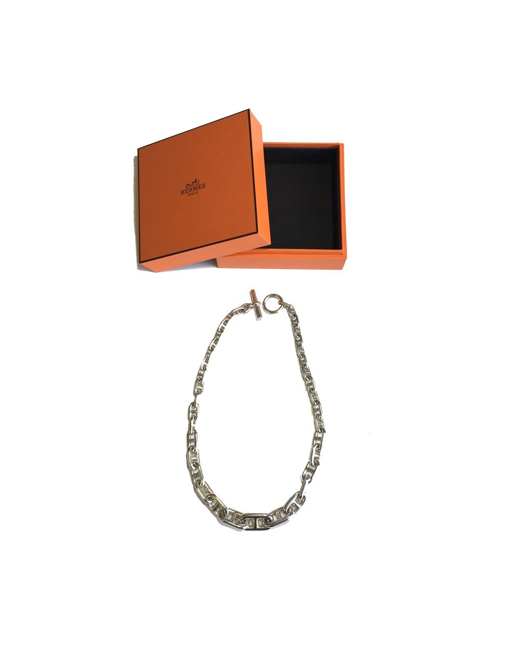 Collier HERMES chaîne d'ancre en argent massif 