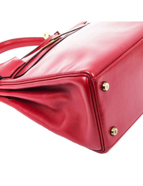 HERMES Kelly 28 handbag in red box leather