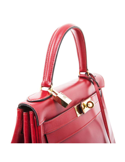 HERMES Kelly 28 handbag in red box leather