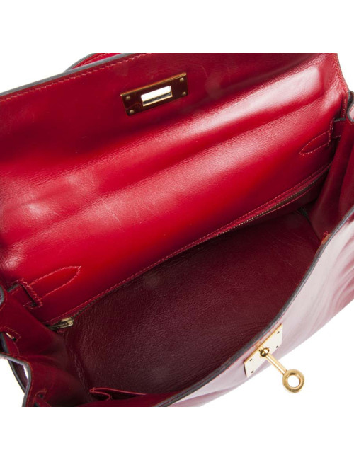 HERMES Kelly 28 handbag in red box leather