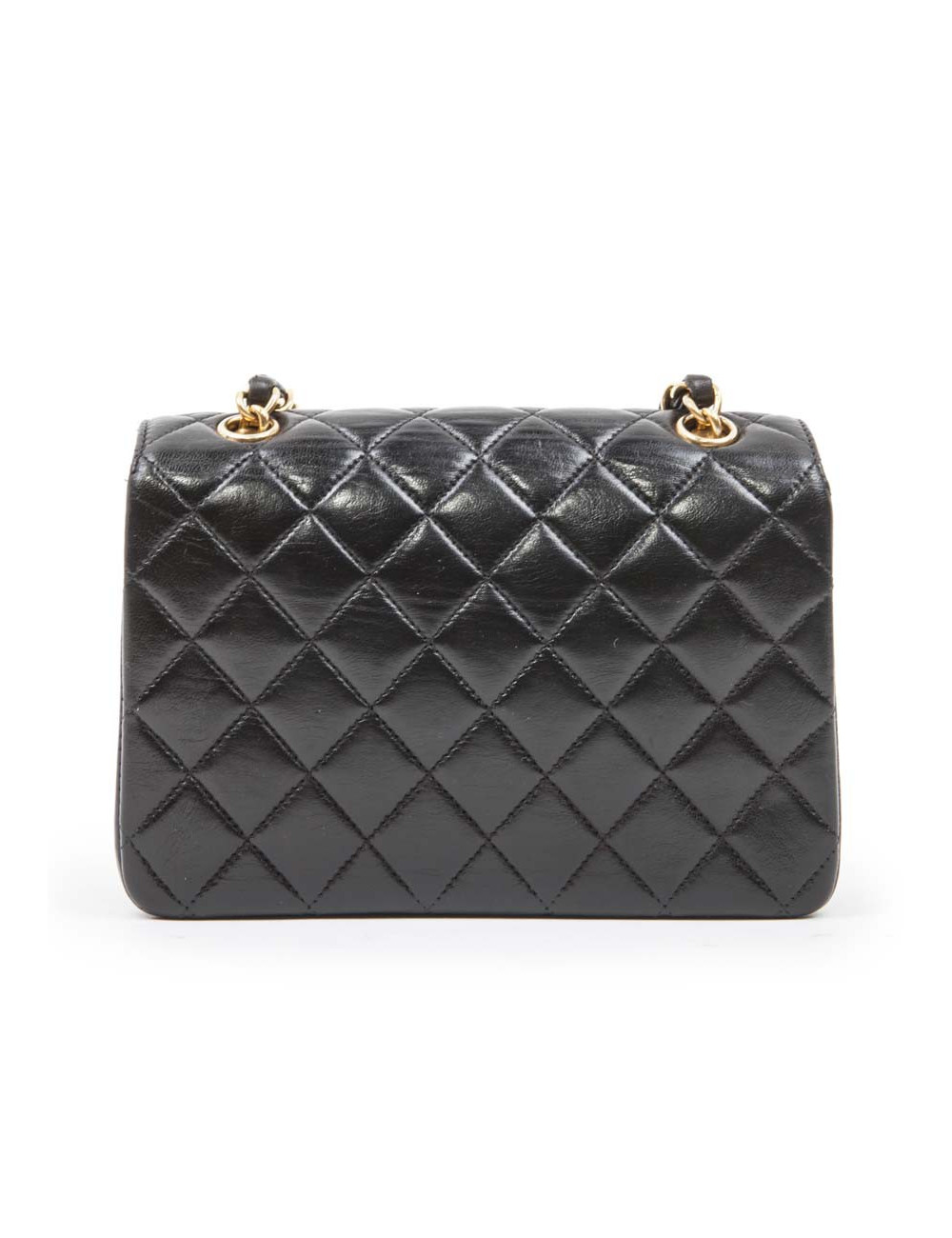 Mini sac CHANEL cuir d'agneau lisse matelassé noir