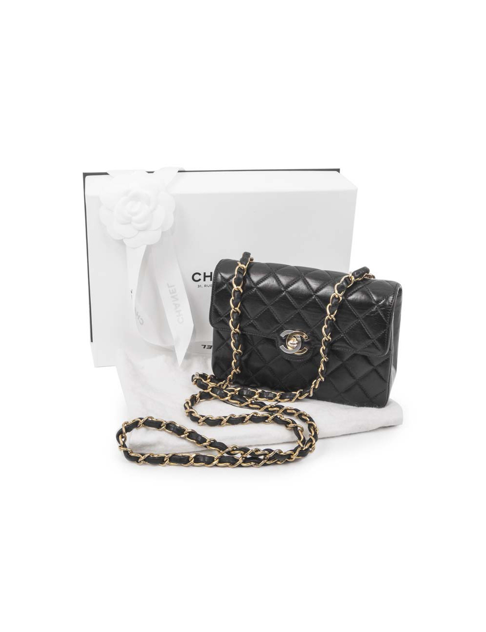 Mini black quilted smooth lambskin CHANEL bag