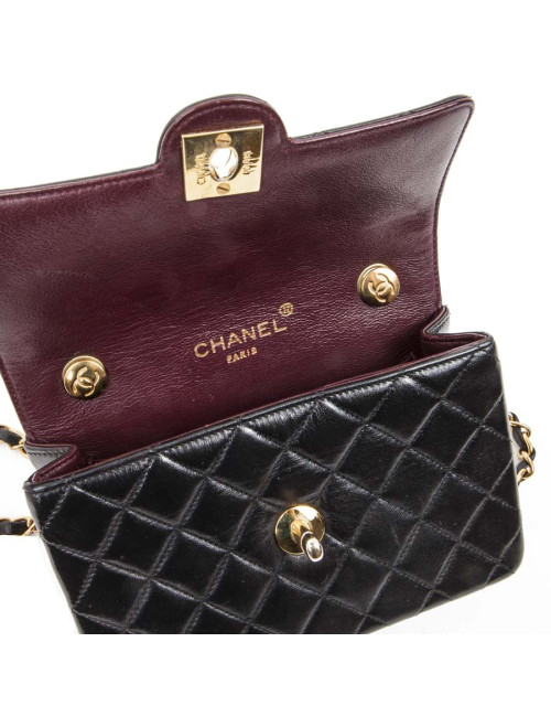 Mini black quilted smooth lambskin CHANEL bag