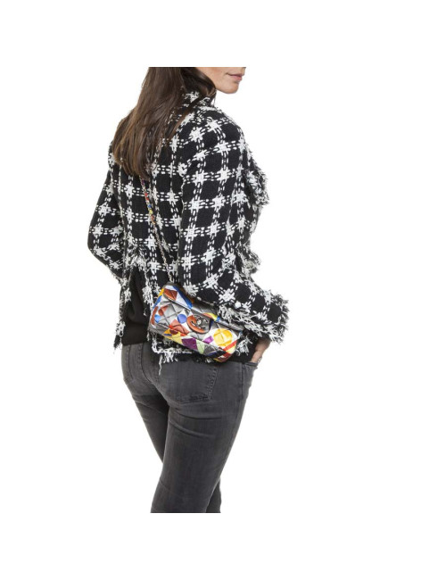 Sac CHANEL en soie motifs géométriques multicolores