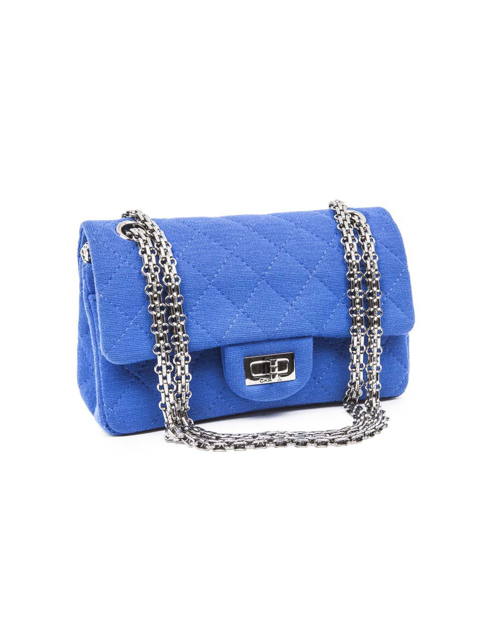 CHANEL mini double flap 2.55 bag in electric blue jersey