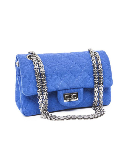 Mini sac 2.55 CHANEL en jersey bleu électrique