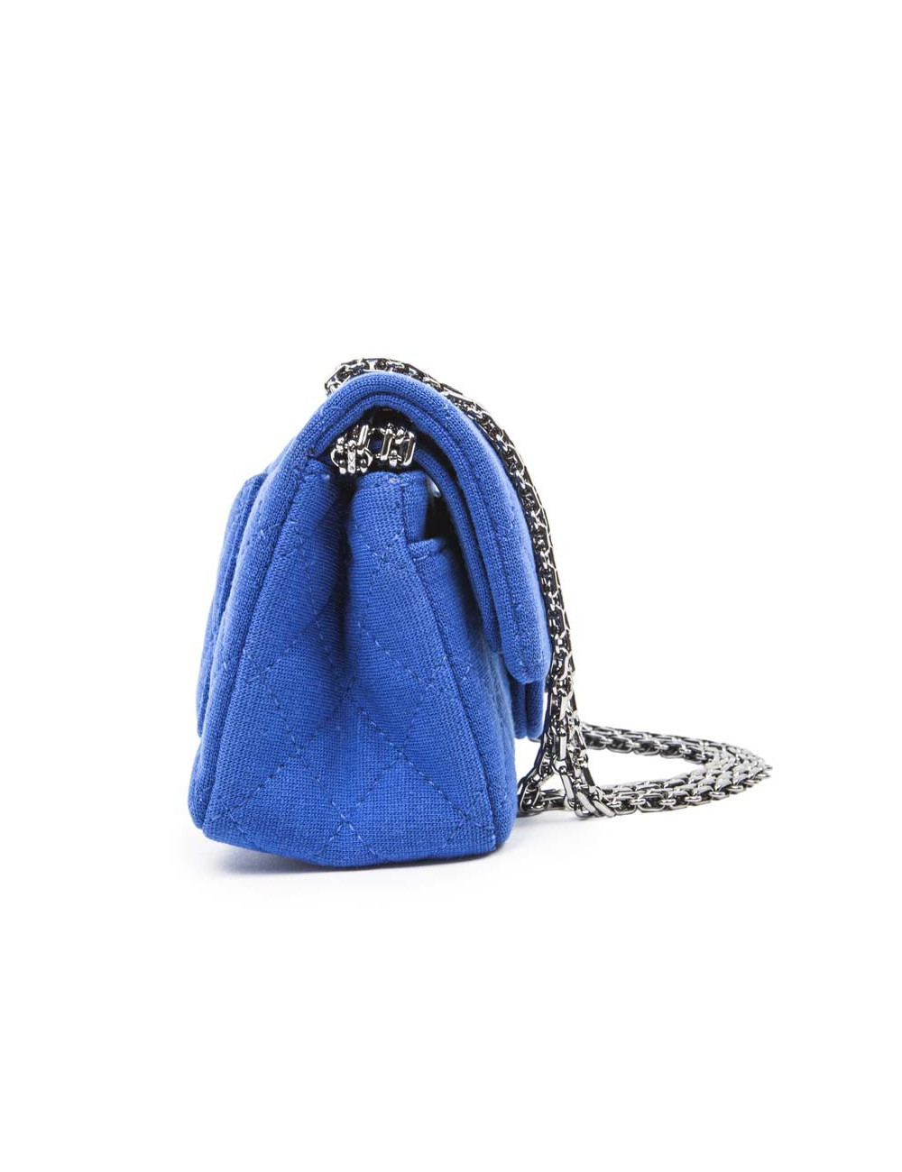 Mini sac 2.55 CHANEL en jersey bleu électrique