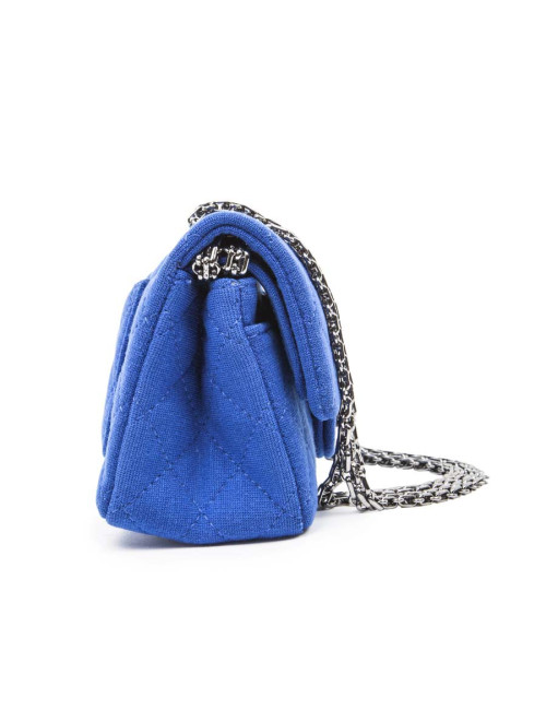 Mini sac 2.55 CHANEL en jersey bleu électrique