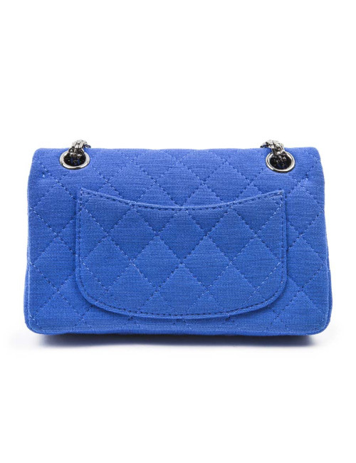 Mini sac 2.55 CHANEL en jersey bleu électrique