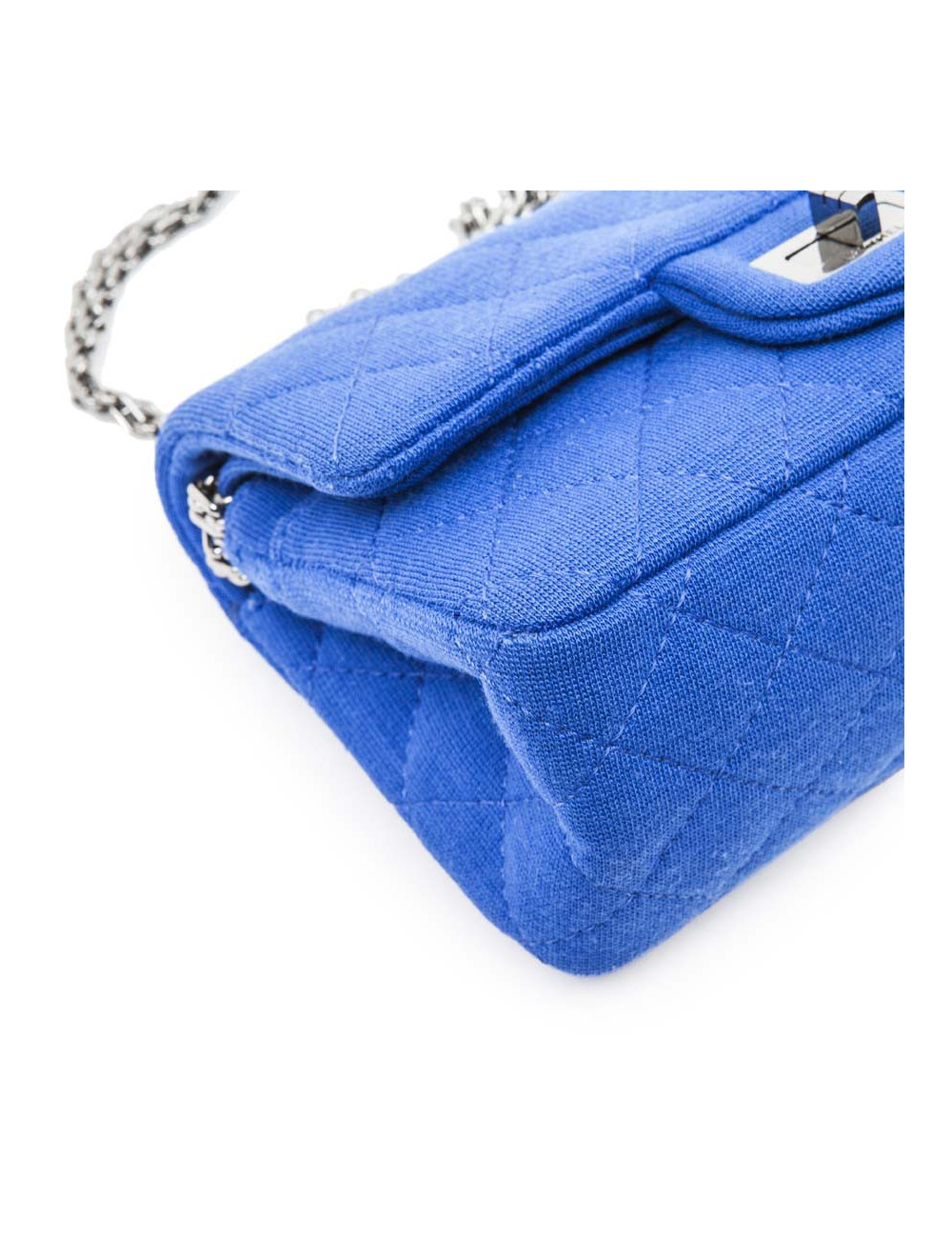 CHANEL mini double flap 2.55 bag in electric blue jersey