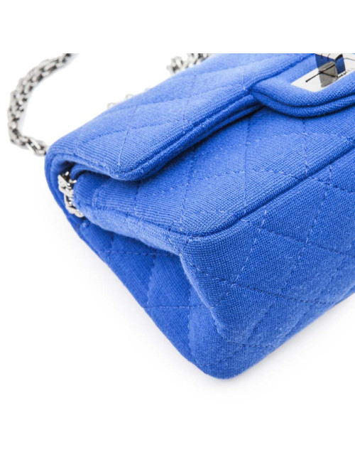 Mini sac 2.55 CHANEL en jersey bleu électrique