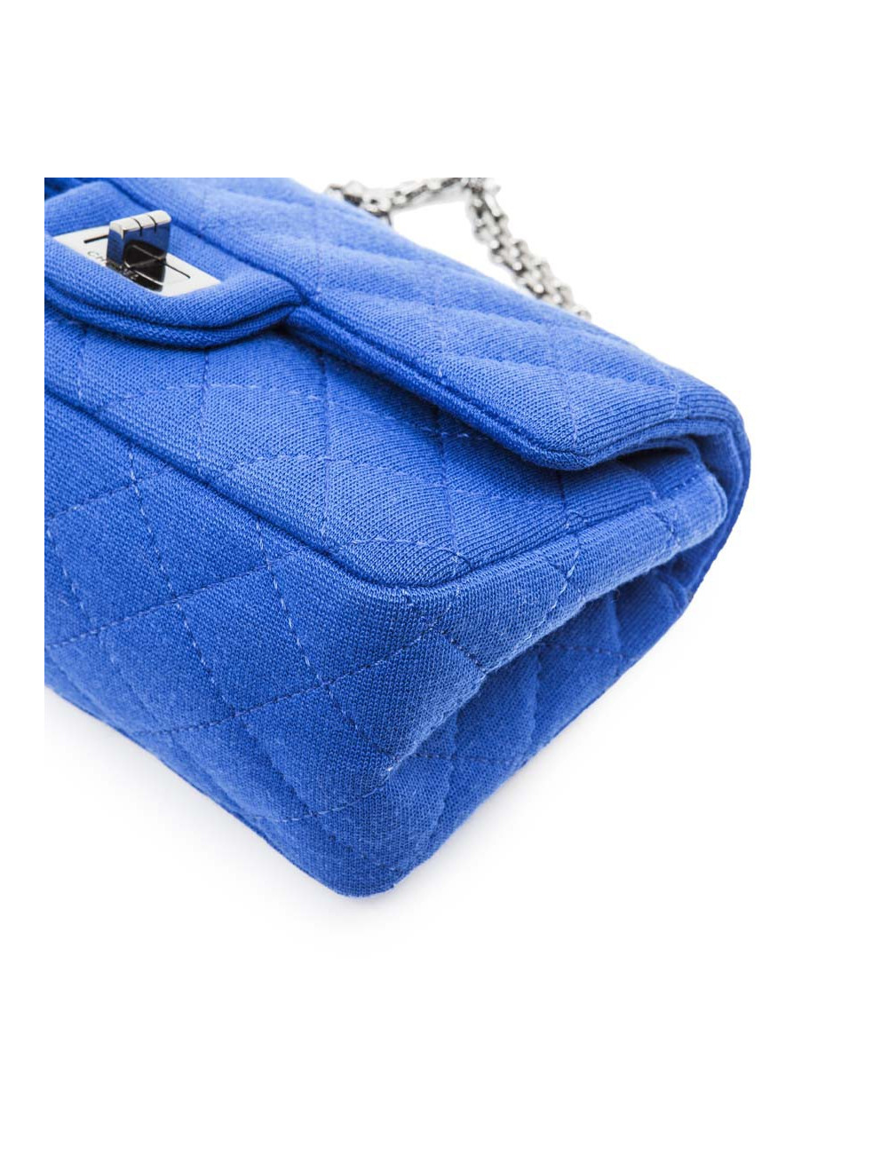 Mini sac 2.55 CHANEL en jersey bleu électrique