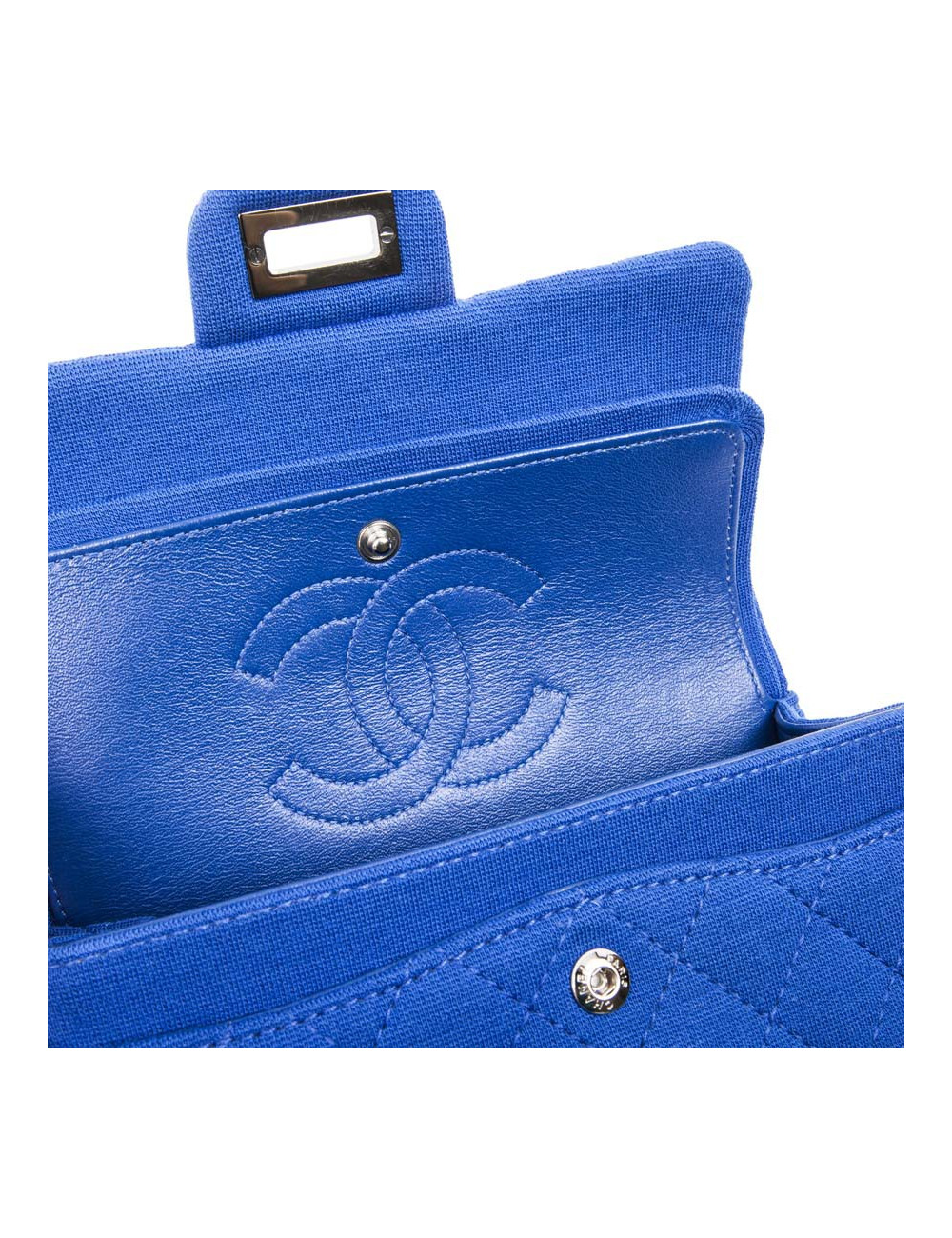 CHANEL mini double flap 2.55 bag in electric blue jersey