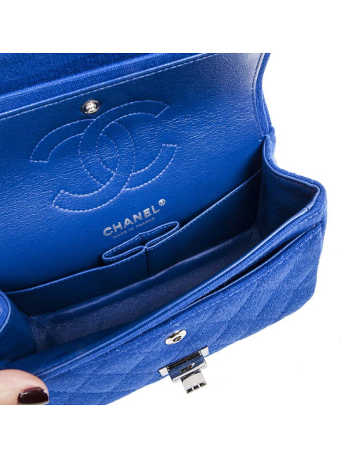 Mini sac 2.55 CHANEL en jersey bleu électrique