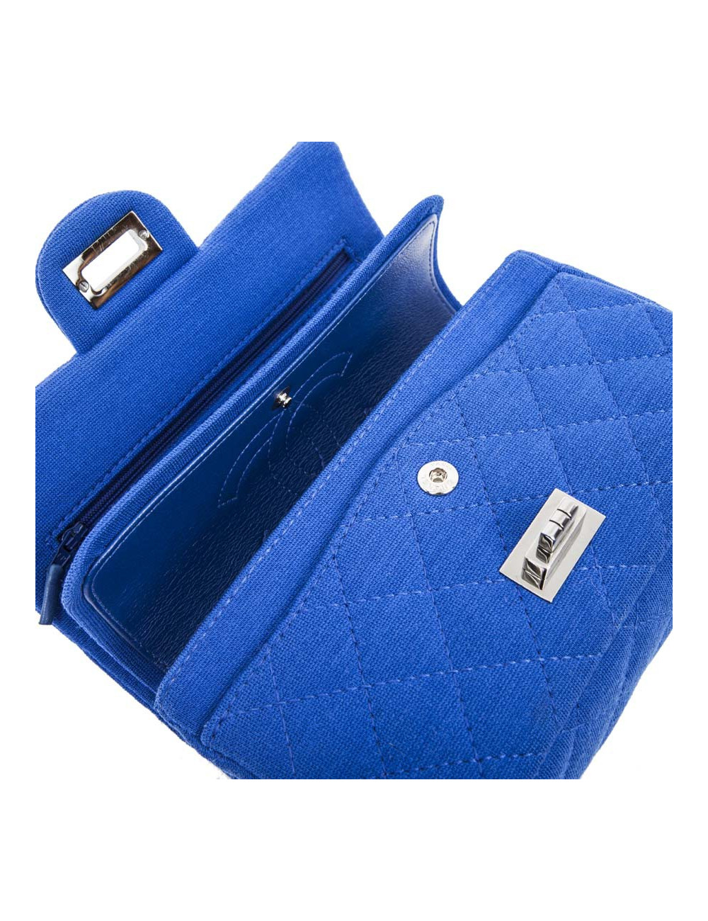 Mini sac 2.55 CHANEL en jersey bleu électrique