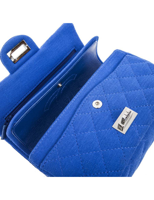CHANEL mini double flap 2.55 bag in electric blue jersey