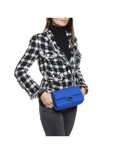 CHANEL mini double flap 2.55 bag in electric blue jersey